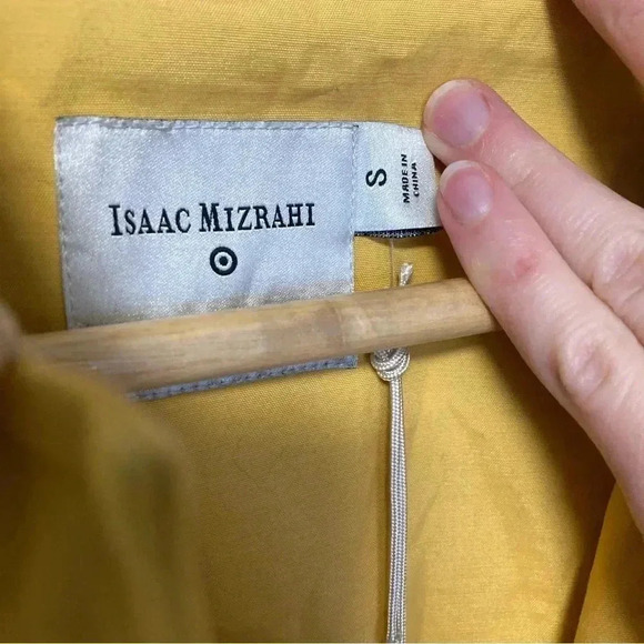 NWT Isaac Mizrahi beige corduroy collar yellow cotton rain coat jacket - Picture 4 of 16